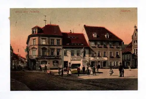 Ak Gruss aus Pulsnitz Neumarkt 1914 Emil Müller Schneidermeister