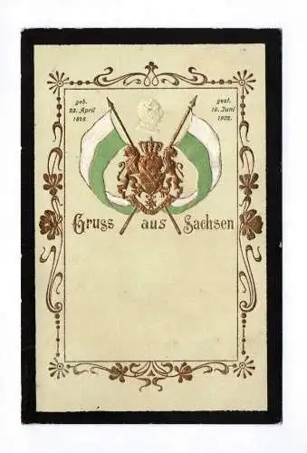 Präge Ak Gruss aus Sachsen um 1910 Wappen Patriotika
