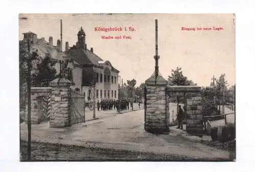 Ak Königsbrück in Sachsen Wache und Post Eingang ins neue Lager