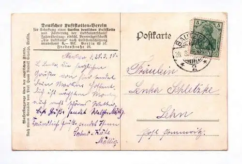 Künstler Ak Hans Rudolf Schulze Deutscher Luftflotten Verein 1915