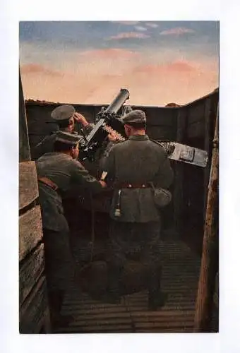 Ak 1 Wk Ober Elsaß Soldaten am Geschütz Farbenphotographie aus den Vogesen