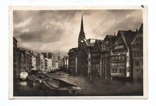 Ak Hamburg Hochwasser im Nicolaiflet 1929