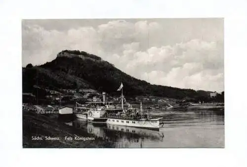 Ak Sächsische Schweiz Fels Königstein Dampfschiff 1958
