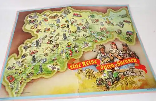 Eine Reise durch Sachsen Altes Brettspiel 1965 DDR