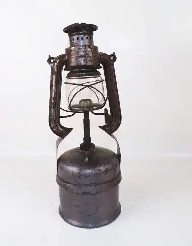 Alte Karbid Lampe  Friemann u Wolf Zwickau Feuerhand Glas RAD Militär 2 Wk