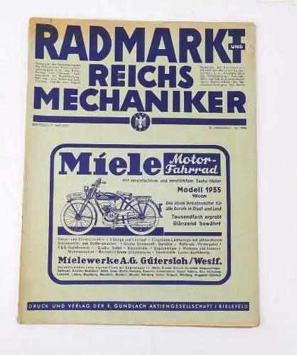 Radmarkt und Reichsmechaniker 1935 Fahrrad Motorrad Zeitschrift