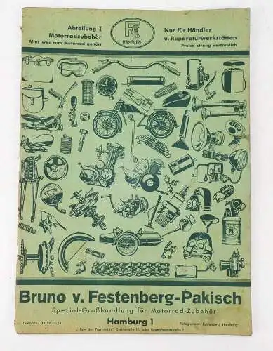 Katalog Bruno v Festenberg Pakisch Motorrad Zubehör Oldtimer motorcycle 1930 er
