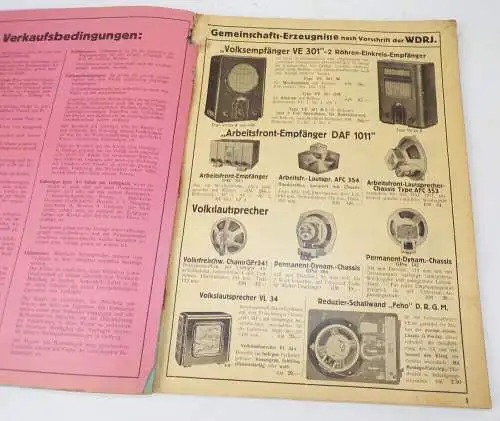 Alter Katalog Bernhard Wedler Breslau Radio Elektroteile und Zubehör 1937 Lampen