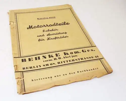 Katalog 1939 Motorrad Teile Krafträder Behnke Abel Berlin