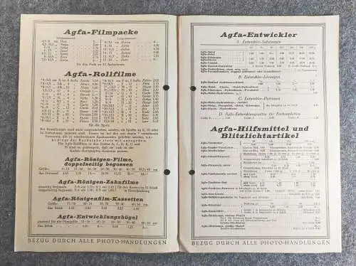 Goldmark Preisliste April 1924 Agfa Foto und Filmmaterial