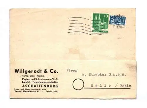 Firmenbrief Willgerodt Co Großhandel Aschaffenburg 1950