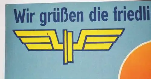 Top Plakat Weltfestspiele 1973 Berlin Fernsehturm Tag des Eisenbahners Diesellok