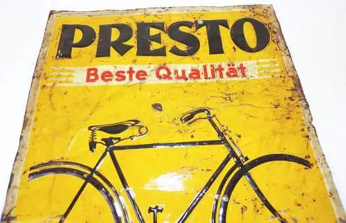 Altes Blechschild Presto Fahrrad Reklame Werbung Fahrräder 930 er
