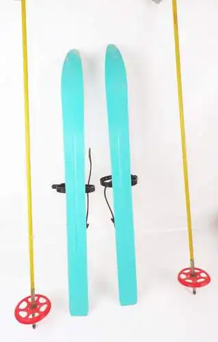 Alter Germina Kinderski 78 cm türkis mit Stöcken Ski