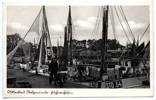 Ak Stolpmünde Fischereihafen 1940