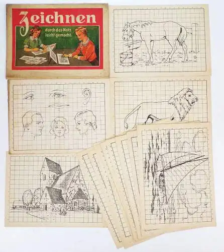 Zeichnen durch das Netz leicht gemacht altes Kinder Malbuch