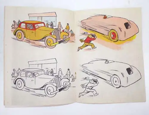 Altes Malheft Ich zeichne und male Eisenbahn Auto Rennwagen altes Malbuch