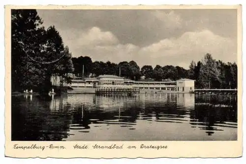 Ak Tempelburg Pommern Städtisches Strandbad am Dratzigsee 1938