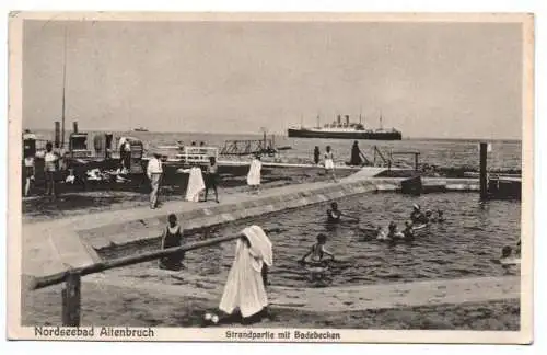 Ak Nordseebad Altenbruch Strandpartie mit Badebecken 1933
