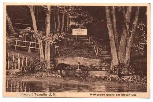 Ak Luftkurort Templin Uckermark Markgrafen Quelle am Gleuen See