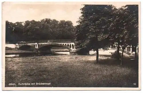 Echtfoto Ak Jülich Ruhrbrücke mit Brückenkopf 1931