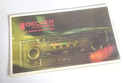 Becker Autoradio Werbekarte Deutschland Radio Modelle