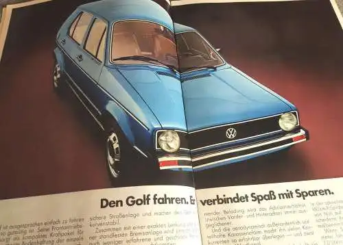 Der Golf originale Auto Reklame VW Gold Auto Broschüre 1974