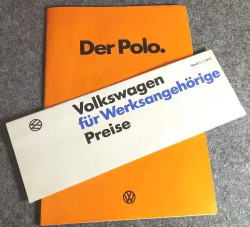 Auto Volkswagen Broschüre original mit Preisliste der Polo 1975