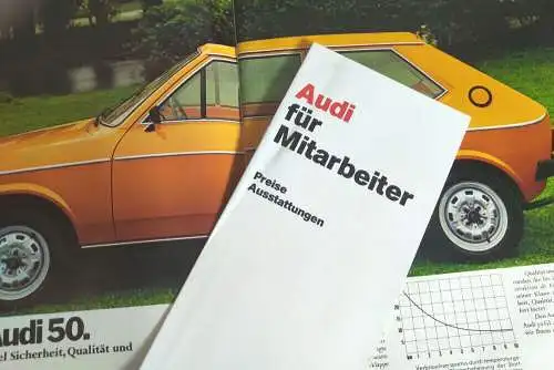 Original Broschüre Der neue Audi 50 Beilage Preise Ausstattungen 1976