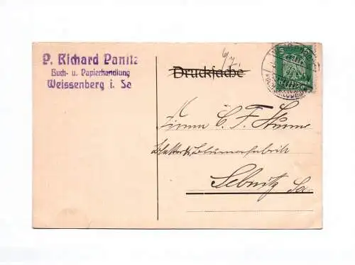 Drucksache P Richard Panitz Buch Papierhandlung Weissenberg 1925