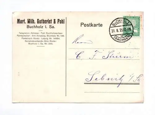 Postkarte Buchholz 1925 Mart Wilhelm Gutberlet Pohl