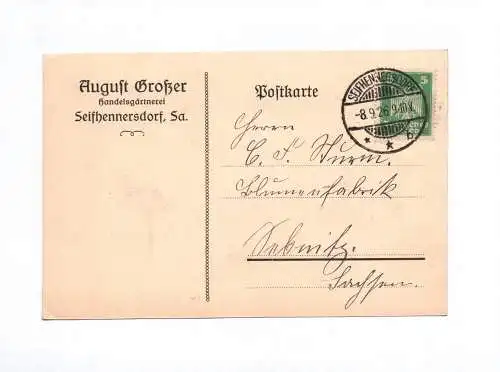Postkarte August Großer Handelsgärtnerei Seifhennersdorf 1926
