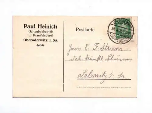 Postkarte Paul Heinich Gartenbaubetrieb Oberoderwitz 2925