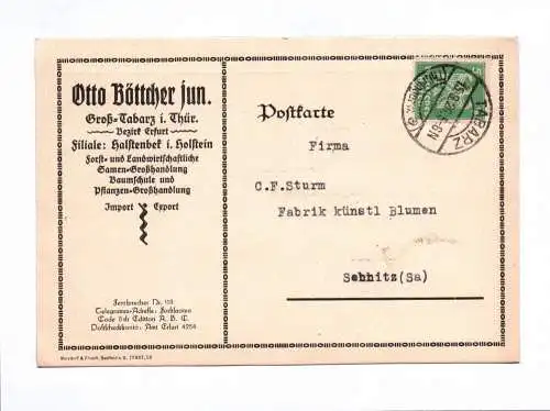 Postkarte Otto Böttcher Groß Tabarz Thüringen Samen Großhandlung 1926