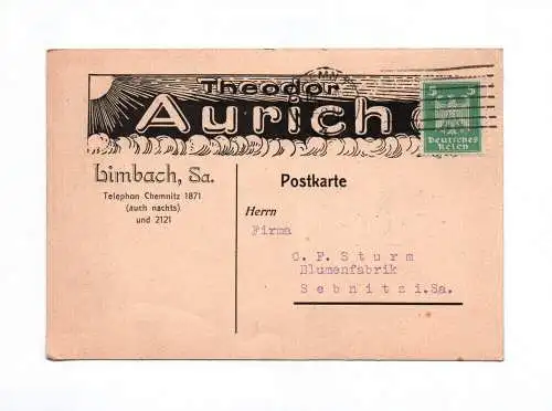 Postkarte Theodor Aurich Limbach 1925