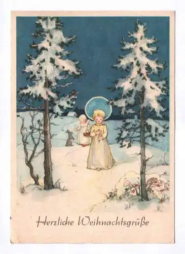 Künstler Ak Herzliche Weihnachtsgrüße Christkind im Schnee