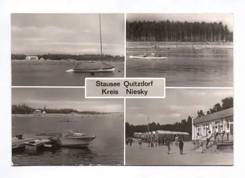 Ak Stausee Quitzdorf Kreis NIesky Boote Menschen 1982