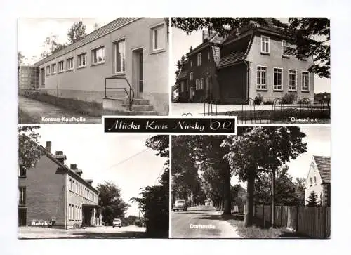 Ak Mücka Kreis Niesky OL Bahnhof Konsum Kaufhalle Oberschule 1982
