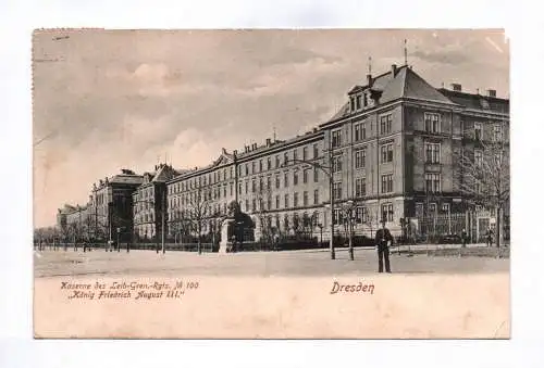Ak Kaserne des Leib-Gren. Rgts No 100 König Friedrich August III 1910 Dresden