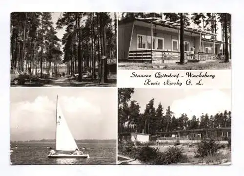 Ak Stausee Quitzdorf Wacheberg Kreis Niesky OL Boot Bungalow 1982