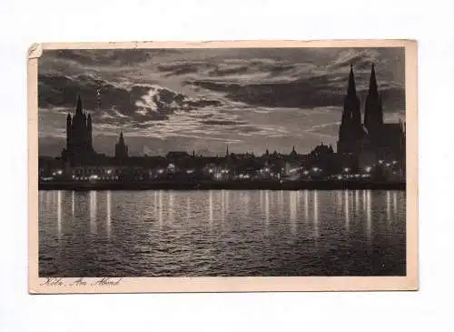 Ak Köln Am Abend Dom am Wasser 1937