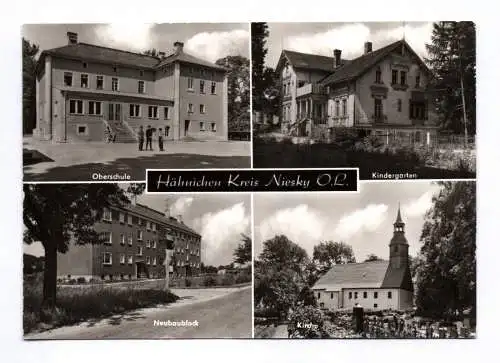 Ak Hähnichen Kreis Niesky OL Oberschule Kindergarten Neubaublock 1982