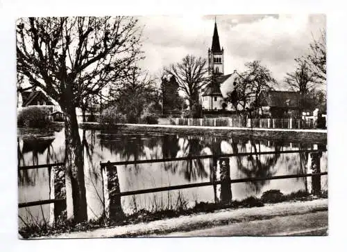 Foto Ak Niesky Oberlausitz Ortsteil See Dorfteich mit Kirche 1979