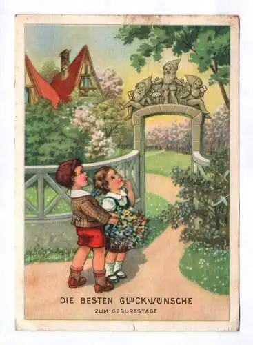 Künstler Ak Die besten Glückwünsche zum Geburtstag 1954 Kinder am Eingang