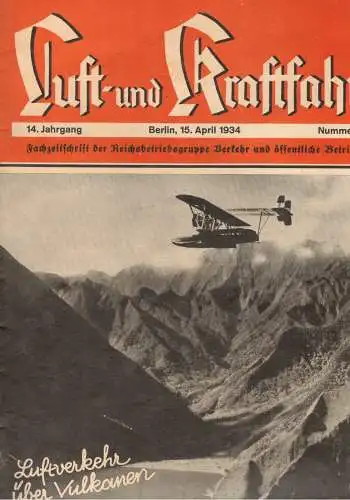 Luft und Kraftfahrt  Zeitschrift Luft und Kraftahrwesen Nr 4  1934 Luftfahrt