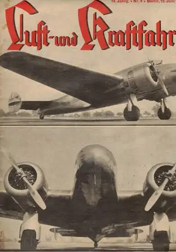 Luft und Kraftfahrt  Zeitschrift Luft und Kraftahrwesen Nr 6  1934 Luftfahrt