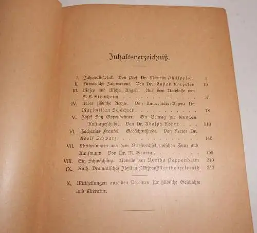 Jahrbuch für jüdische Geschichte und Literatur 1902 fünfter Band !