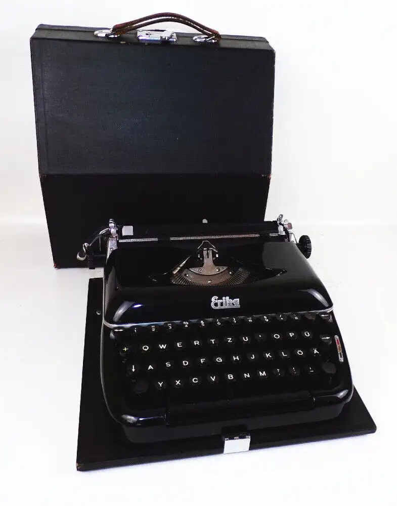 Erika Schreibmaschine mit Koffer schwarz typewriter 2