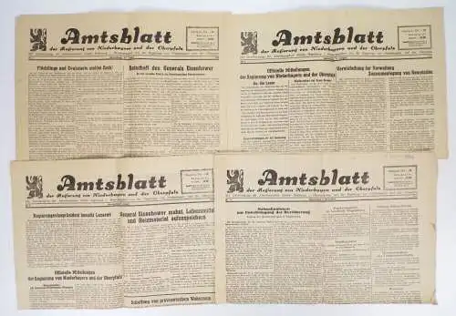Amtsblatt August 1945 Niederbayern Oberpfalz Zeitzeugnis 4 x Zeitungen