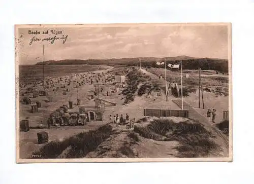 Ak Baabe auf Rügen 1929 Menschen am Strand